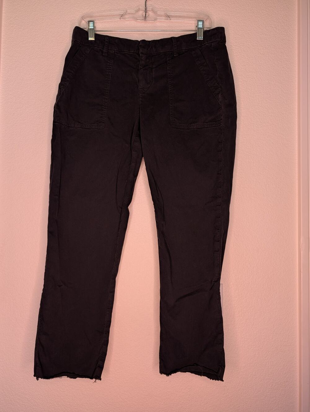 Frank & Eileen Women's Gray Wicklow Raw Hem Italian Chino Pants 8 Chic Travel